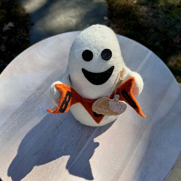 Halloween Smiling Ghost With Boo Banner Weighted Bottom Decoration Doorstop New - Picture 2 of 13